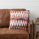 20" X 20" White Red Green Blue Yellow And Orange 100% Cotton Geometric Zippered Pillow