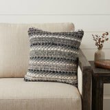 18" X 18" Black And Grey 100% Cotton Striped Zippered Pillow