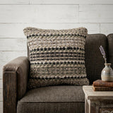 18" X 18" Beige And Brown 100% Cotton Striped Zippered Pillow