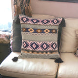 20" Black and Yellow Throw Pillow with Tassels