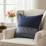 20" X 20" Navy And White 100% Cotton Geometric Zippered Pillow