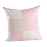 20" Pink And Off White Patchwork Cotton Throw Pillow