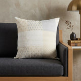 20" X 20" Beige Gray And Off-White 100% Cotton Patchwork Zippered Pillow