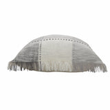 20" Gray And White Cotton Plaid Throw Pillow with Fringe