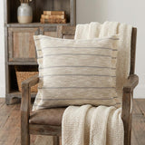 20" Taupe and Dusty Blue Jute Throw Pillow