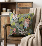 20" X 20" Gray Salmon And Green 100% Cotton Animal Print Zippered Pillow