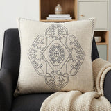 20" X 20" Off-White And Navy 100% Cotton Abstract Zippered Pillow