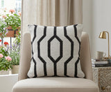 20" Black And White Cotton Geometric Throw Pillow