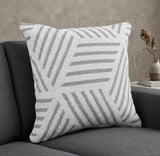 20" X 20" Gray And White 100% Cotton Geometric Zippered Pillow