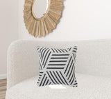20" Black And White Cotton Geometric Throw Pillow