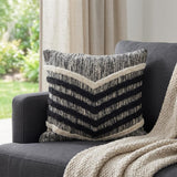 18" Black and Off White Throw Pillow