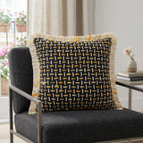 20" X 20" Black Gold And White Polyester And Cotton Blend Geometric Zippered Pillow