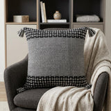 20" X 20" Black And White 100% Cotton Geometric Zippered Pillow