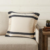 26" X 26" Ensign Blue White And Linen 100% Cotton Striped Zippered Pillow