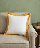 20" X 20" White And Golden Yellow 100% Cotton Geometric Zippered Pillow