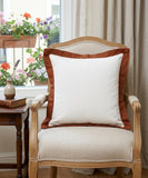 20" X 20" White And Cinnamon 100% Cotton Geometric Zippered Pillow