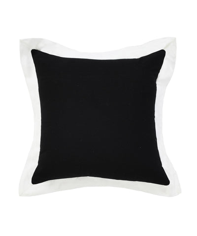 20" Black And White Cotton Geometric Throw Pillow