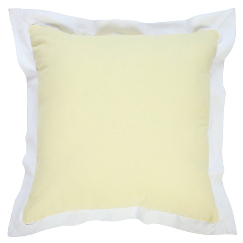 20" X 20" Light Yellow And White 100% Cotton Geometric Zippered Pillow