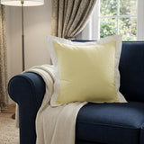 20" X 20" Light Yellow And White 100% Cotton Geometric Zippered Pillow