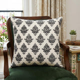 20" X 20" White And Black 100% Cotton Geometric Zippered Pillow