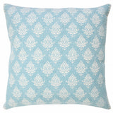 20" X 20" Light Blue And White 100% Cotton Geometric Zippered Pillow