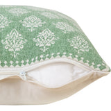 20" Green And White Geometric Cotton Throw Pillow