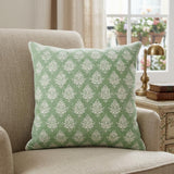 20" Green And White Geometric Cotton Throw Pillow
