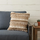 20" X 20" Beige And White Polyester Geometric Zippered Pillow