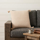 30" X 30" Beige And Cream 100% Cotton Chevron Zippered Pillow