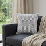 18" Gray And White Cotton Geometric Throw Pillow