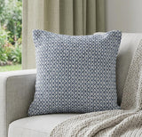 18" X 18" Navy And White 100% Cotton Geometric Zippered Pillow
