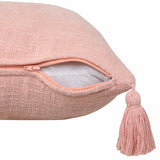 20" Light Pink Cotton Throw Pillow with Tassels