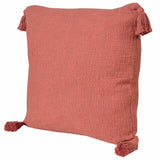 20" Coral Cotton Throw Pillow with Tassels