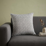 20" X 20" Gray 100% Cotton Geometric Zippered Pillow