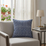 20" Blue Geometric Cotton Throw Pillow