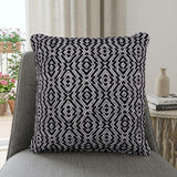 20" X 20" Black And White 100% Cotton Geometric Zippered Pillow