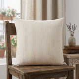 20" X 20" Beige And White 100% Cotton Striped Zippered Pillow