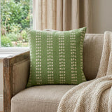20" X 20" Green And White 100% Cotton Striped Zippered Pillow