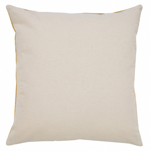 20" X 20" Yellow And White 100% Cotton Striped Zippered Pillow