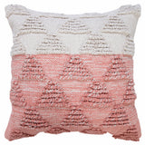 20" Off White And Pink Geometric Cotton Throw Pillow