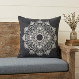 20" X 20" Jet Black And White 100% Cotton Geometric Zippered Pillow
