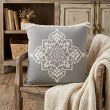 24" X 24" Light Gray And White 100% Cotton Geometric Zippered Pillow