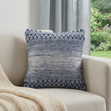 20" X 20" Blue And Ivory 100% Cotton Chevron Zippered Pillow