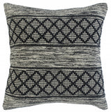 20" Gray And Black Geometric Cotton Throw Pillow