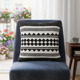 20" Black and White Geometric Cotton Throw Pillow