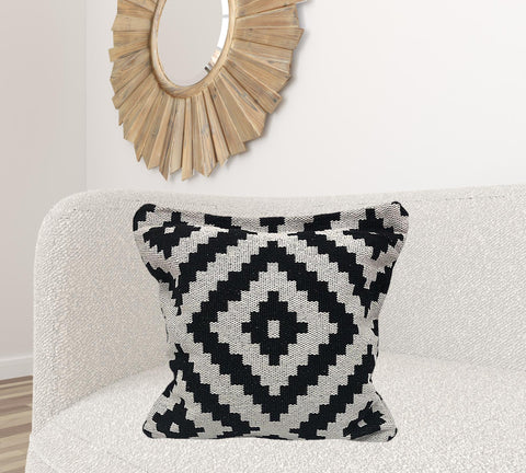 24" Black and White Throw Pillow