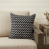 20" X 20" Black And White Polyester Chevron Zippered Pillow
