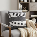 20" Black Gray and White Throw Pillow