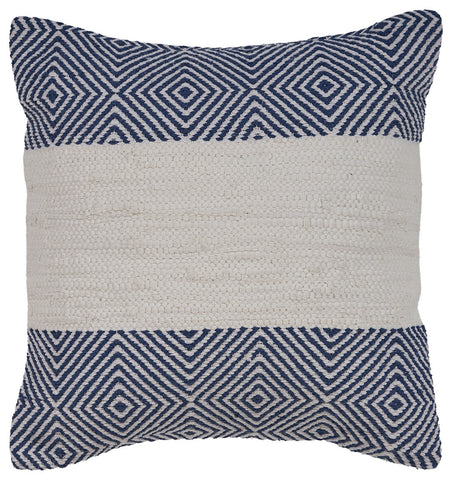 18" Blue and Ivory Throw Pillow