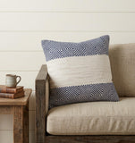 18" Blue and Ivory Throw Pillow
